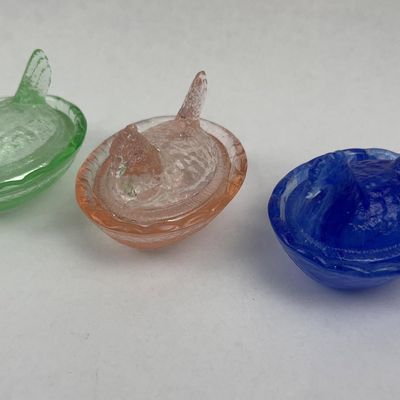 Sale Photo Thumbnail #519: Trio Glass Hen on Nest Lidded Dishes