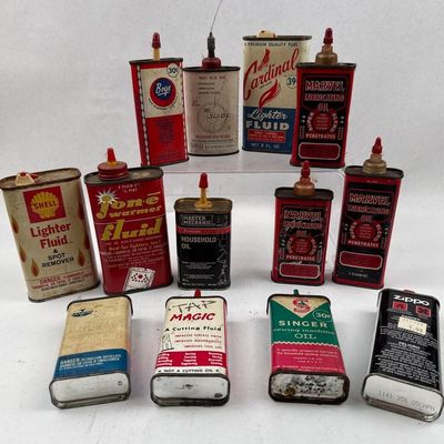 Sale Photo Thumbnail #539: Vtg Household Oil & Lighter Fluid Tins