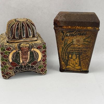 Sale Photo Thumbnail #165: Vantines Japanese Satsuma Burner & Tin