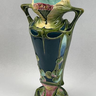 Austrian Amphora Majolica Floral Vase