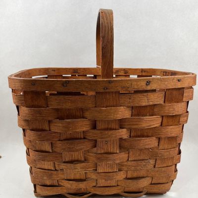 Sale Photo Thumbnail #258: Splint Wood Gathering Basket w/ Handle