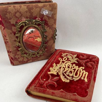 Sale Photo Thumbnail #249: Pair Victorian Red Velvet Photo Albums
