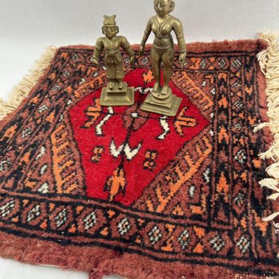 Sale Photo Thumbnail #157: Pair Indian Brass Figurines & Rug