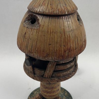 Sale Photo Thumbnail #42: Carved Wood Baba Yagas Hut Table Lamp