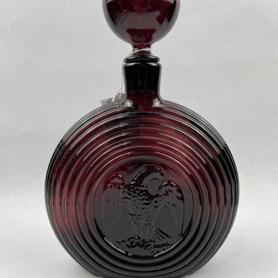 Sale Photo Thumbnail #317: Ruby Red Glass Decanter w/ Eagle Motif