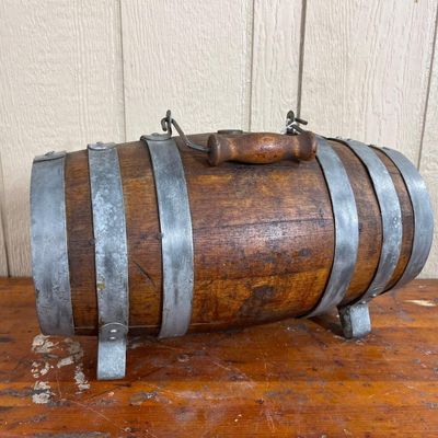 Sale Photo Thumbnail #43: Vtg Wood Dispensing Keg w/ Brass Spigot