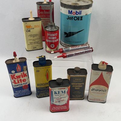 Sale Photo Thumbnail #559: A Collection of Vintage Advertising Household and Automotive Tins and Specialty Fluid Containers