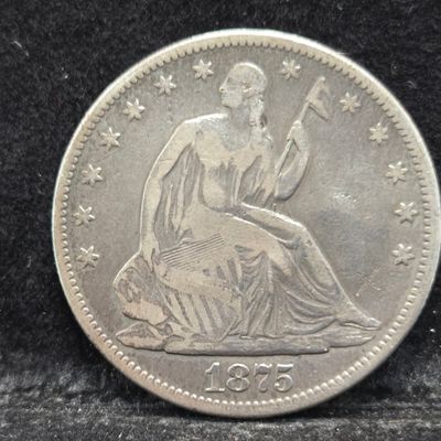 Sale Photo Thumbnail #192: 1875 Seated Liberty 90% Silver Half-Dollar - Circ