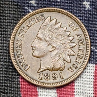 Sale Photo Thumbnail #406: 1891 Indian Head Cent - AU+