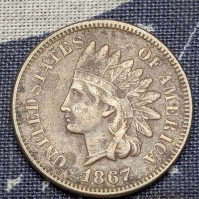Sale Photo Thumbnail #102: 1867 Indian Head Cent - VF+