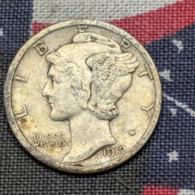 Sale Photo Thumbnail #407: 1919-D Mercury 90% Silver Dime