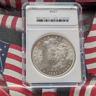 Sale Photo Thumbnail #433: 1921 Morgan 90% Silver Dollar - NCG Cert. MS67