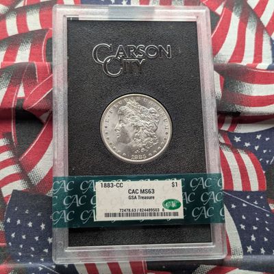Sale Photo Thumbnail #244: 1883-CC Morgan 90% Silver Dollar - CAC Cert. MS63 - GSA Treasure