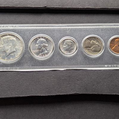 Sale Photo Thumbnail #104: 1964 Year U.S. Coin Set in Whitman Case - Includes (3) 90% Silver Coins