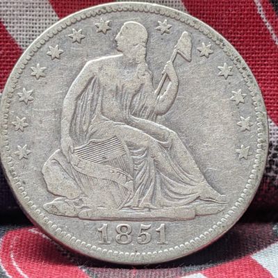 Sale Photo Thumbnail #378: 1851-O w/ Drapery Seated Liberty 90% Silver Half Dollar - VF/ XF - TOUGH COIN!