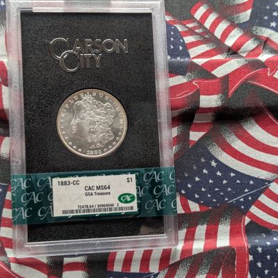 Sale Photo Thumbnail #154: 1883-CC Morgan 90% Silver Dollar - CAC Cert. MS64 - GSA Treasure