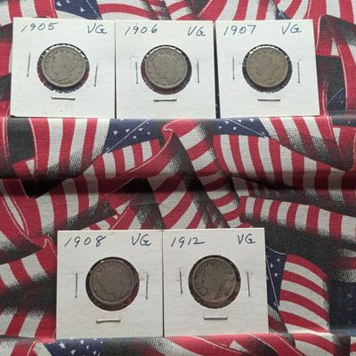 Sale Photo Thumbnail #125: 1905, 1906, 1907, 1908 and 1912 Liberty Head V Nickels