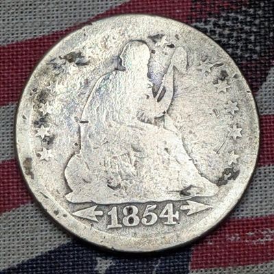 Sale Photo Thumbnail #391: 1854 Seated Liberty 90% Silver Quarter