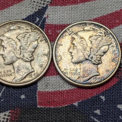Sale Photo Thumbnail #215: 1943-P&D 90% Silver Mercury Dimes