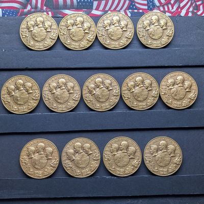 Sale Photo Thumbnail #325: (13) Apollo 17 Vintage Commemorative Bronze Medals in Storage Box