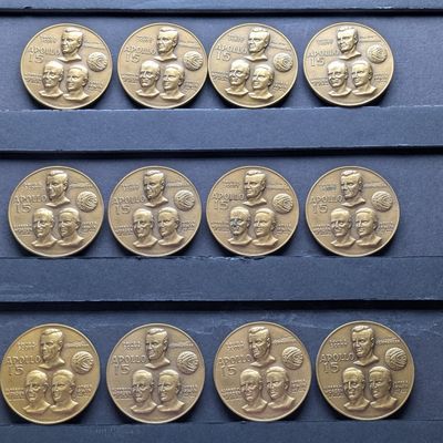 Sale Photo Thumbnail #70: (12) Apollo 15 Vintage Commem Bronze Medals in Storage Box