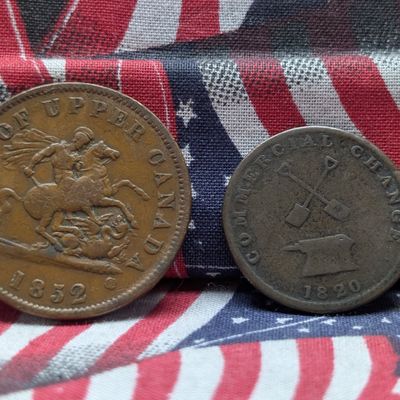Sale Photo Thumbnail #346: 1852 Upper Canada 1 Penny & 1820 Canada 1/2 Penny Token