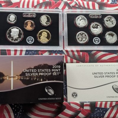 Sale Photo Thumbnail #277: 2019-S U.S. Mint Silver Proof Set With ATB Quarters & American Indians in The Space Program Sacagawea Dollar in OGP w/ COA - (7) .999 Silver Coins
