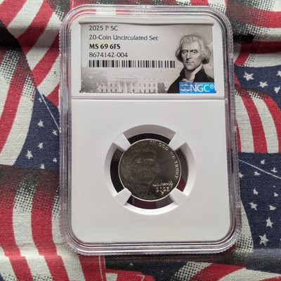 Sale Photo Thumbnail #96: 2025-P Jefferson Nickel - NGC MS69 6FS