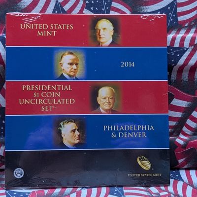 Sale Photo Thumbnail #60: 2014 P&D U.S. Mint Presidential $1 Coin UNC Set in Sealed OGP w/ COA