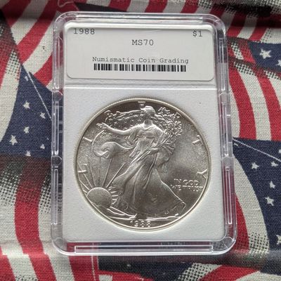 Sale Photo Thumbnail #304: 1988 American Silver Eagle - NCG Cert. MS70, .999 Fine Silver One Troy Ounce