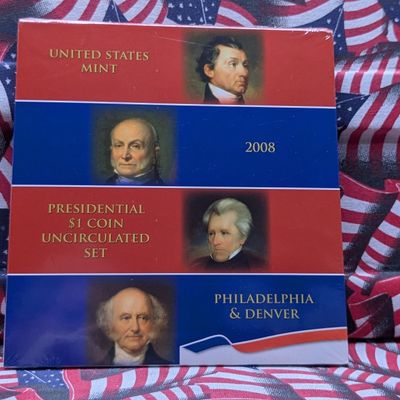 Sale Photo Thumbnail #316: 2008 P&D U.S. Mint Presidential $1 Coin UNC Set in Sealed OGP w/ COA