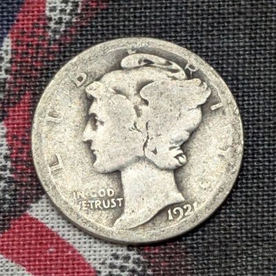 Sale Photo Thumbnail #401: 1921-D Mercury 90% Silver Dime