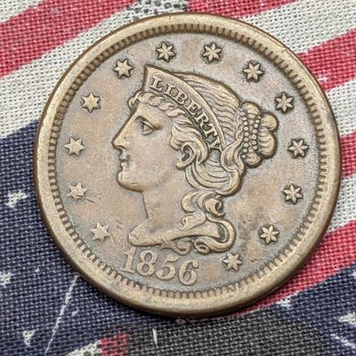 XF/AU - 1856 Braided Hair Large Cent