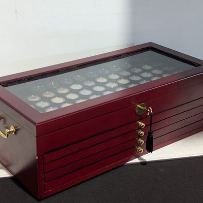 Sale Photo Thumbnail #160: Clad & Gold (LAYERED) 2010-2020 P&D Mint ATB National Park Quarter Collection in Nice Wooden Display Box w/ Key  (220 Coins)