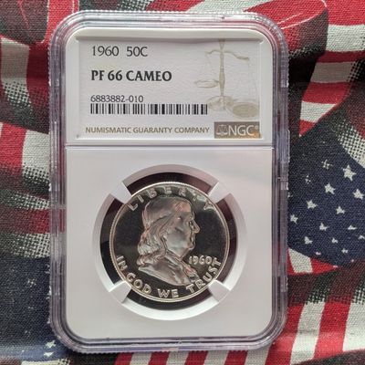 Sale Photo Thumbnail #208: 1960 PROOF Franklin 90% Silver Half Dollar - NGC PF66 CAMEO