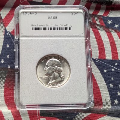 Sale Photo Thumbnail #71: 1956-D Washington 90% Silver Quarter - NCG Cert. MS68