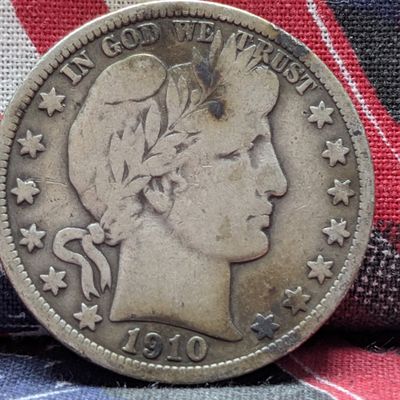 Sale Photo Thumbnail #310: VG - 1910 Barber 90% Silver Half Dollar