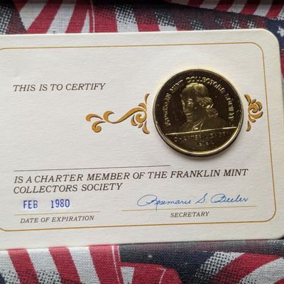 Sale Photo Thumbnail #358: 1979 Dated Franklin Mint Sterling Silver & Gold Plated Charter Member Medal