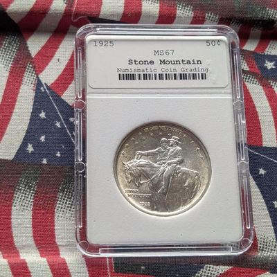 Sale Photo Thumbnail #345: 1925 Stone Mountain 90% Silver Half Dollar - NCG Cert. MS67