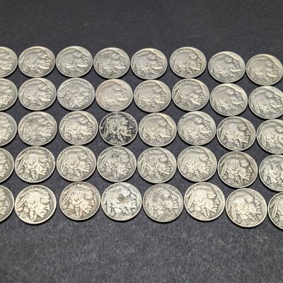 Sale Photo Thumbnail #219: (40) 1935 to 1937 Indian Head Buffalo Nickels, Full Dates