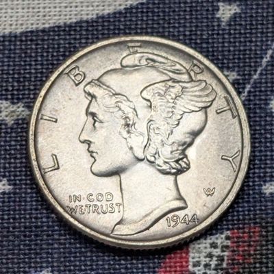 Sale Photo Thumbnail #28: 1944 Mercury 90% Silver Dime