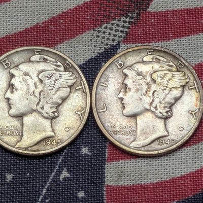Sale Photo Thumbnail #259: 1945-P&S 90% Silver Mercury Dimes