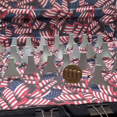 Ohio's Aerospace Pioneers Vintage Commem Bronze Medal & Box of 25+ Bronze Medal Display Stands, One Medal