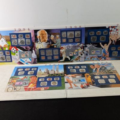 Sale Photo Thumbnail #75: 1994, 1998, 2000, 2001 and 2002-P&D U.S. Mint UNC Sets in Display w/ Commem Stamps - No Quarters