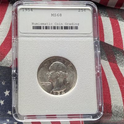 Sale Photo Thumbnail #43: 1954 Washington 90% Silver Quarter - NCG Cert. MS68