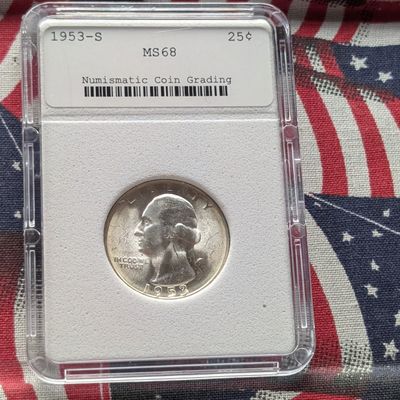 Sale Photo Thumbnail #95: 1953-S Washington 90% Silver Quarter - NCG Cert. MS68