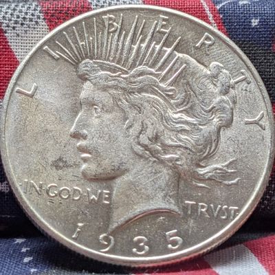 Sale Photo Thumbnail #431: 1935 Peace 90% SILVER Dollar - Brilliant Uncirculated!