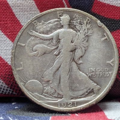 Sale Photo Thumbnail #305: 1921-D Walking Liberty 90% Silver Half Dollar - FINE12 - KEY DATE