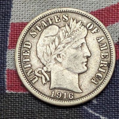 Sale Photo Thumbnail #86: 1916 Barber 90% Silver Dime