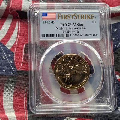 Sale Photo Thumbnail #194: 2023-D Sacagawea Native American (Maria Tallchief) Dollar - PCGS MS66 - First Strike Position B